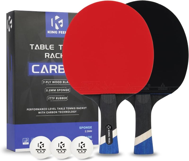 KINGFEEL Professional Ping Pong Paddles-Lightweight Carbon Fiber Table Tennis Rackets with 7-Ply Blade, 2.0mm Premium Sponge, ITTF Approved Rubber - for Tournament-Level Performance Table Tennis Paddles - Image 1